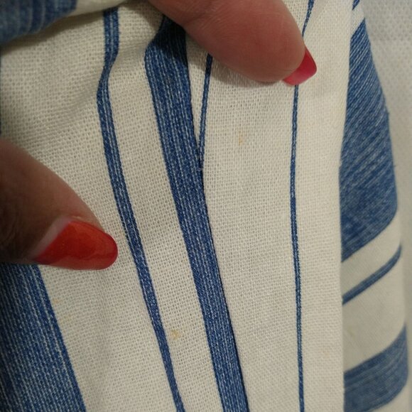 Charlotte Russe Wide Leg Pullon Pants Women Size M White Blue Stripe Linen Blend - Picture 7 of 11